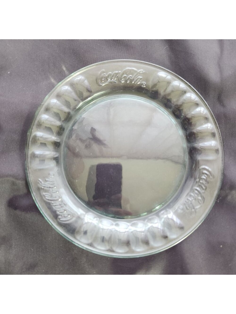 Vintage Discontinued Coca-Cola Embossed Glass Plate With Fluted Thumbprint Rim L